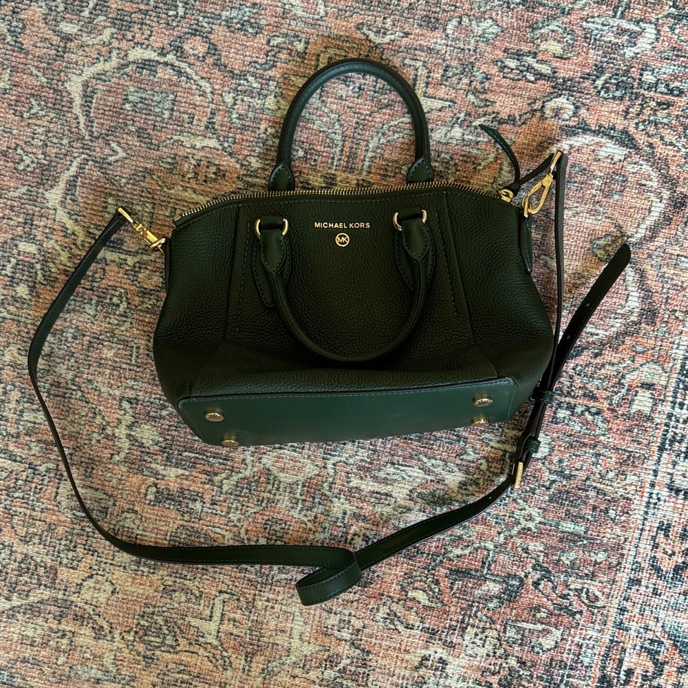 Michael Kors Dark Green Leather cross body bag